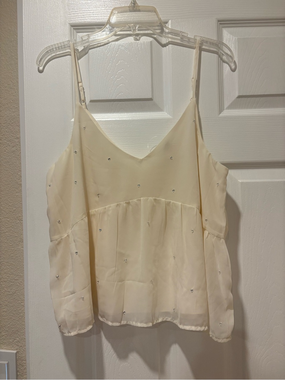 Old Navy Cream Rhinestone Spaghetti Strap Camisole